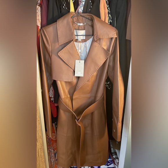 NEW - SOIA & KYO Alexis Genuine Leather Trench Coat - Picture 5 of 5
